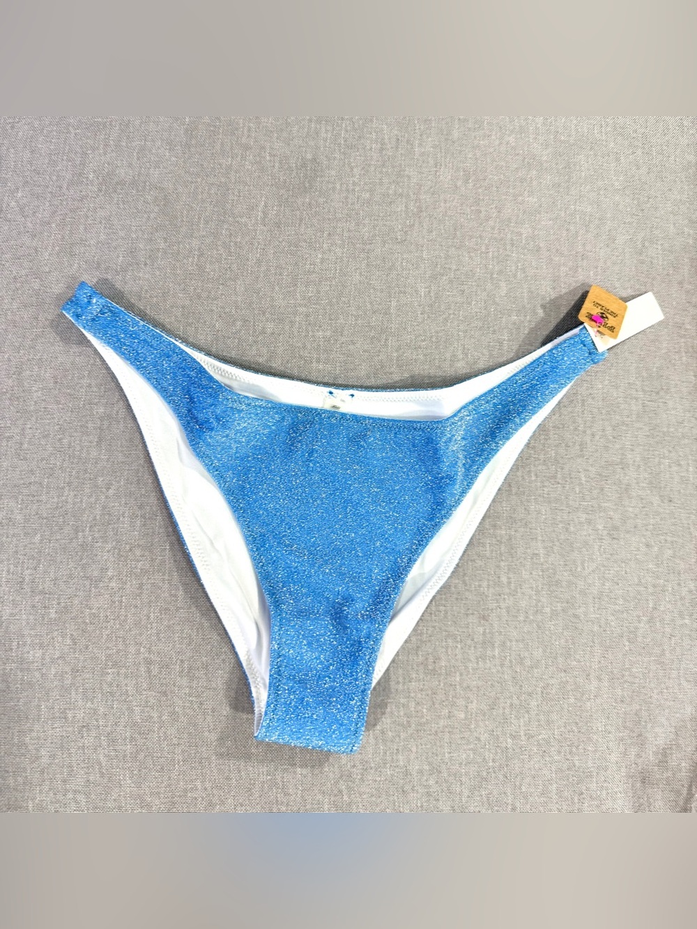 Pink Victoria’s Secret Aqua Blue Glitter Bikini Bottoms Shimmer Swim NWT Medium - Picture 4 of 12